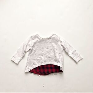 Joah Love hi-low heather sweatshirt/plaid EUC 6m